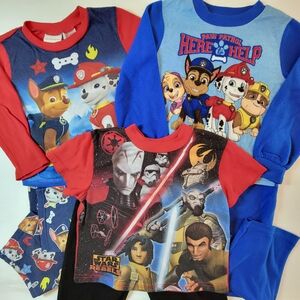 3 Pajama Sets Size 5T Paw Patrol Star Wars Tops And Bottoms PAW Patrol